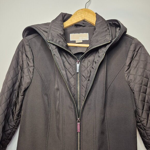 Michael Kors Black Longline Scuba Jacket with Quilted Sleeves and Insert Size S - Picture 3 of 15